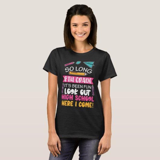 Lange 8e graad Hallo middelbare school T-shirt (Voorkant volledig)