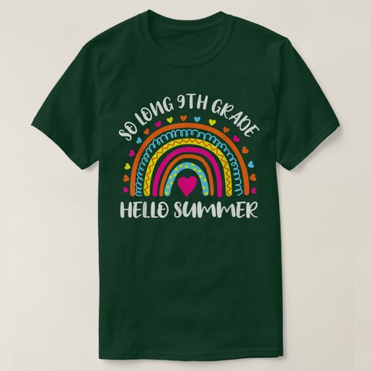 Lange 9-de-klas-Hallo-zomerleraar kind T-shirt (Design voorkant)