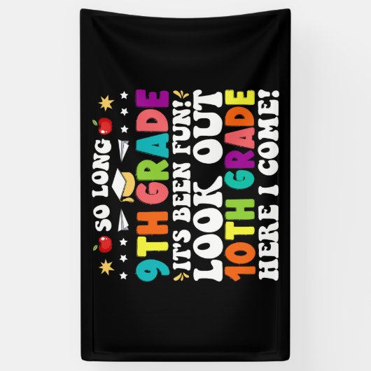 Lange 9de graad Kijk uit 10de graad hier. Spandoek (Verticaal)