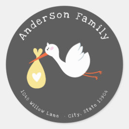 Lange afstand Baby shower door Mail Address Seal Ronde Sticker