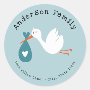 Lange afstand Baby shower door Mail Address Seal Ronde Sticker