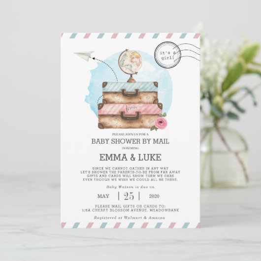  Lange Afstand Baby shower door Mail Briefkaart (Staand voorkant)