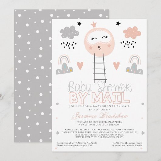 Lange afstand Baby shower Pathway naar de maan Kaart (Voorkant / Achterkant)