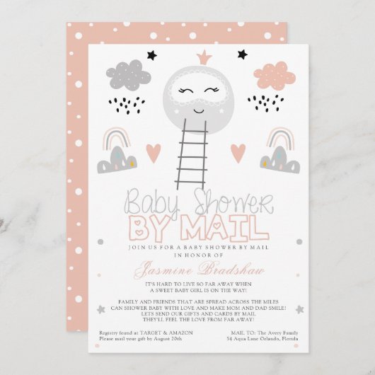 Lange afstand Baby shower Pathway naar de maan Kaart (Voorkant / Achterkant)