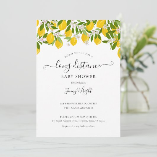 Lange afstand douche per Mail Baby shower Lemons Kaart (Staand voorkant)