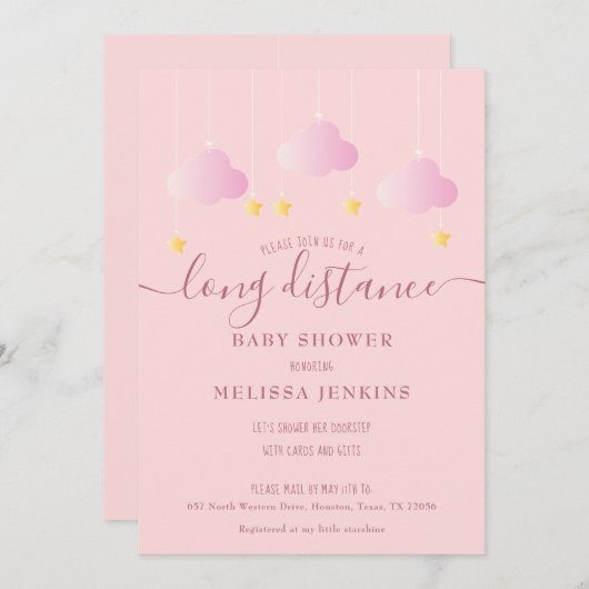 Lange afstand douche / Sprinkle door Mail Roze Kaart (Voorkant / Achterkant)