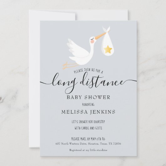 Lange afstand douche Strooi door Mail Stork Kaart (Voorkant)