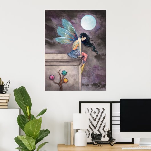 Lange afstand naar beneden vliegend Poster (Thuiskantoor)