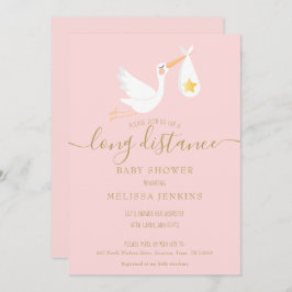 lange afstand roze baby meisje douche per mail kaart