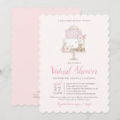 Lange afstand Virtual Baby shower Tiara Cake Kaart (Voorkant / Achterkant)