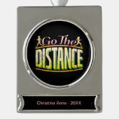 Lange afstand vrouwen — marathonloper verzilverd banner ornament (Voorkant)