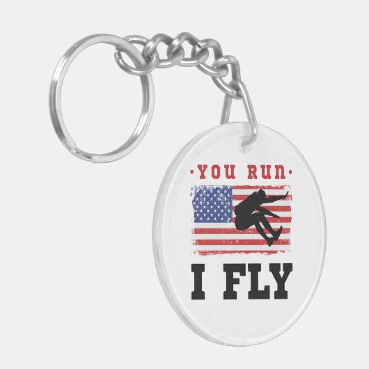 Lange Amerikaanse vlag... je laat me vliegen Sleutelhanger (Voorkant Links)