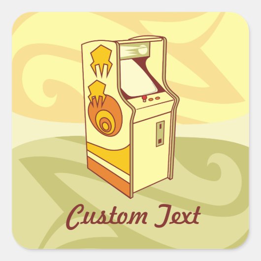 Lange arcade spelcomputer vierkante sticker (Voorkant)