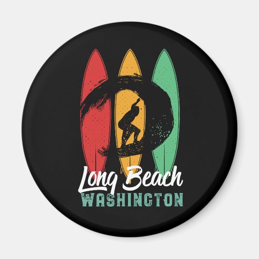 Lange band Washington  Retro Surfing Magneet (Voorkant)
