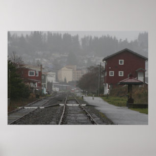 Lange banen aan de kust van Astoria Oregon Poster