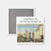 Lange Beach CA-kaartcoördinaten  stijl Magneet (Voorkant / Achterkant)