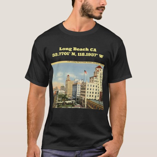 Lange Beach CA-kaartcoördinaten  stijl T-shirt (Voorkant)