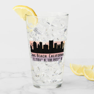 Lange beach Skyline Latitude en Longitude Pint Glas