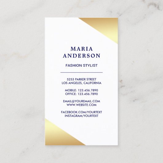 Lange Blauwe Jurk Vorm Mannequin Mode Stylist Visitekaartje (Achterkant)