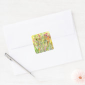 Lange bloemen op een gele gemalen sticker (Envelop)