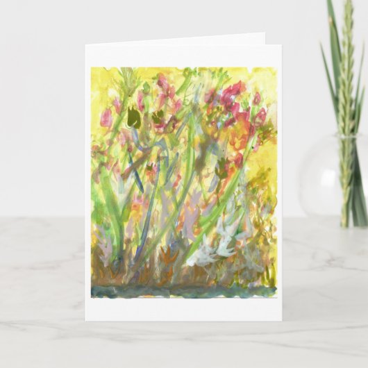 Lange bloemen op een gele kaart van de grondnota (Voorkant)