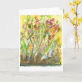 Lange bloemen op een gele kaart van de grondnota (Gele Bloem)