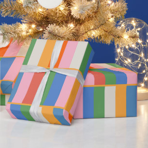 Lange blokken kleurrijk gecontroleerd Pop patroon Cadeaupapier