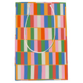 Lange blokken kleurrijk gecontroleerd Pop patroon Medium Cadeauzakje (Voorkant)