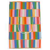 Lange blokken kleurrijk gecontroleerd Pop patroon Medium Cadeauzakje (Achterkant)