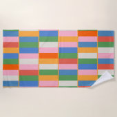 Lange blokken kleurrijk gecontroleerd Pop patroon Strandlaken (Voorkant)