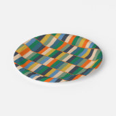 Lange blokken Retro Modern gecontroleerd patroon Papieren Bordje (Gekanteld)