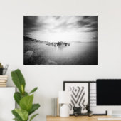 Lange blootstelling aan een strand in Rabac, Kroat Poster (Thuiskantoor)