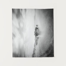 Lange blootstelling aan een strand in Rabac, Kroat Wandkleed