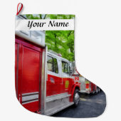 Lange brandweerwagens grote kerstsok (Voorkant)