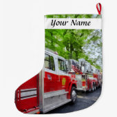 Lange brandweerwagens grote kerstsok (Achterkant)