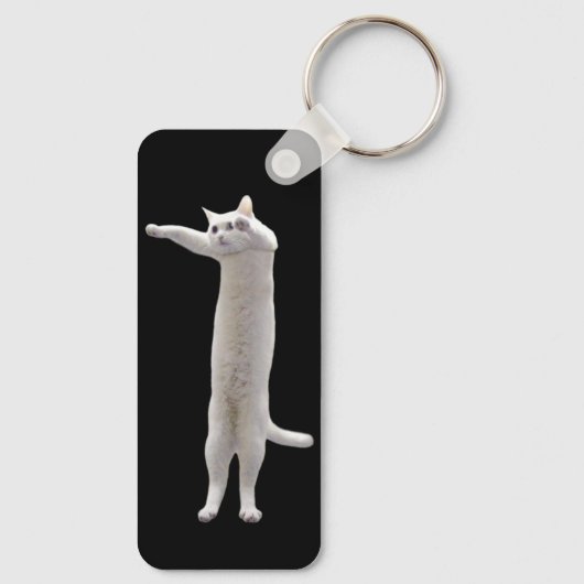Lange Cat Meme Dubbelzijdige Sleutelhanger (Achterkant)