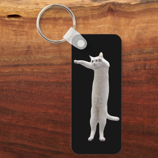 Lange Cat Meme Dubbelzijdige Sleutelhanger (Voorkant)