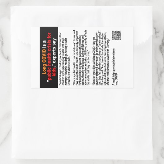 Lange Covid bij kinderen papieren stickers (Tas)