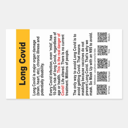 Lange Covid info paper sticker (Voorkant)