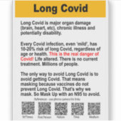 Lange Covid info vinyl sticker (Voorkant)