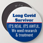 Lange Covid Survivor Research Treatment Advocate Ronde Button 6,0 Cm (Voorkant /achterkant)