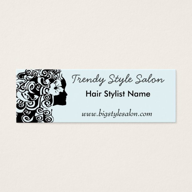  Lange Curly Curls Haar Stylist Vrouw Mode Mini Visitekaartjes (Voorkant)