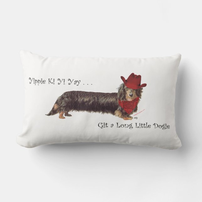 Lange Dachshond Cowboy Kussen (Voorkant)