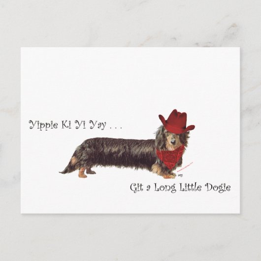 Lange Dachshund Cowboy Briefkaart (Voorkant)