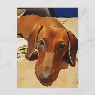 Lange Dachshund ligt op de bende Briefkaart