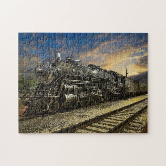 Lange donkere trein legpuzzel (Horizontaal)