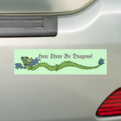 Lange Dragon~hier zijn Dragons. Bumpersticker (Op auto)