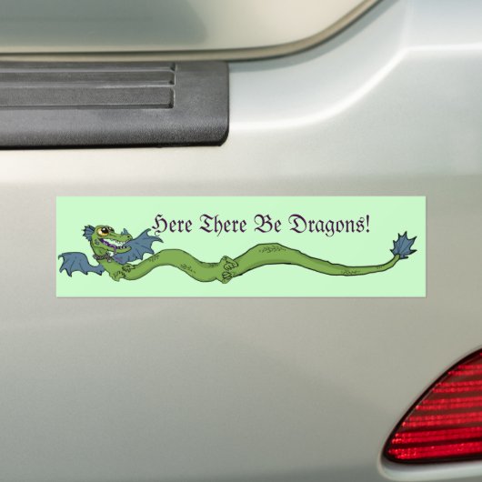 Lange Dragon~hier zijn Dragons. Bumpersticker (Op auto)