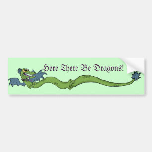 Lange Dragon~hier zijn Dragons. Bumpersticker