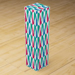 Lange driehoeken Art Deco look Wijn Geschenkdoos<br><div class="desc">Een chique geometrisch patroon met een art deco motief. Kleuren zijn korenbloemblauw,  blauwgroen,  dieproze en wit.</div>